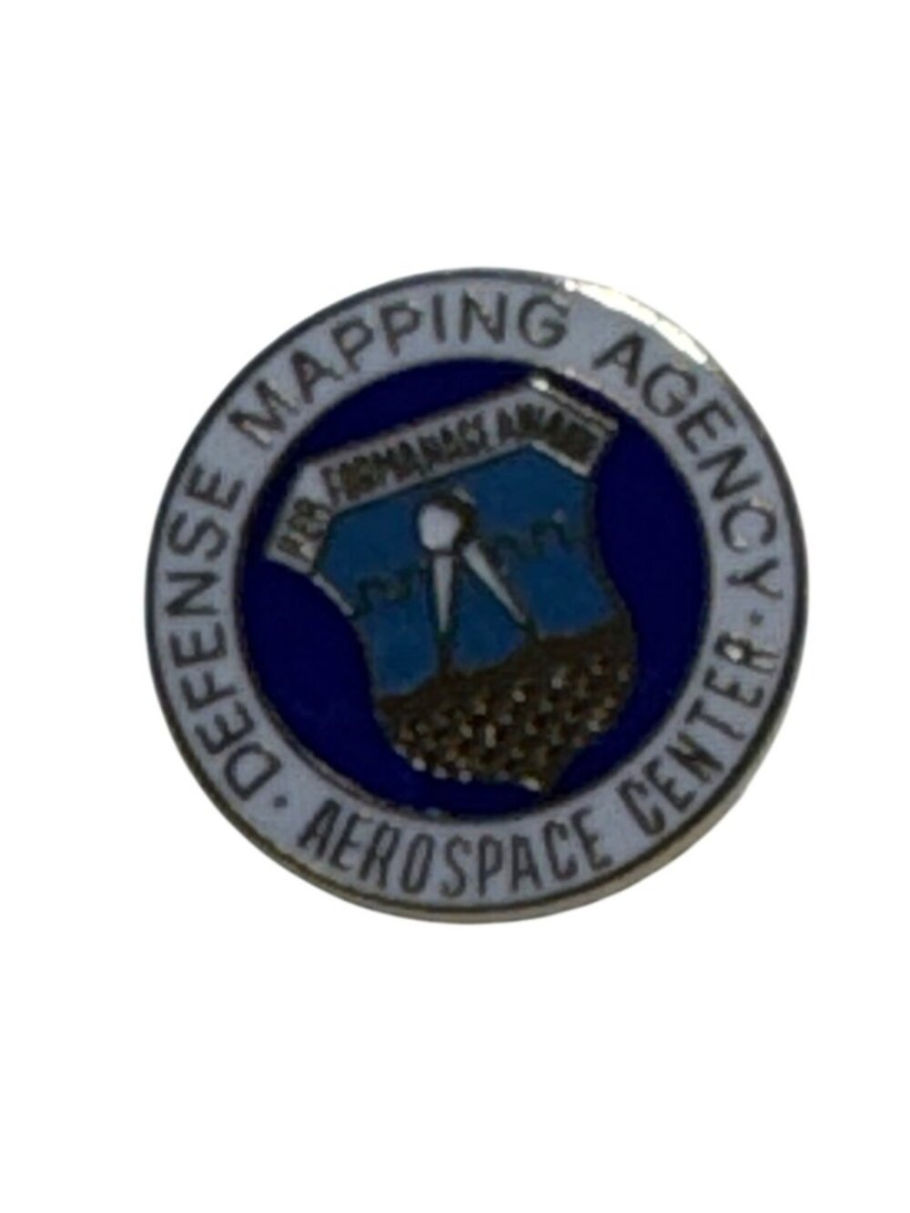 Defense Mapping Agency Aerospace Center Lapel Pin Blue & Gold Metal Badge
